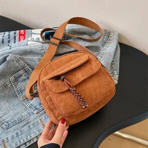 🎀 Adorable Corduroy Crossbody Cutie 👜✨ Small Square Shoulder Bag for Trendy Adventures 🎉