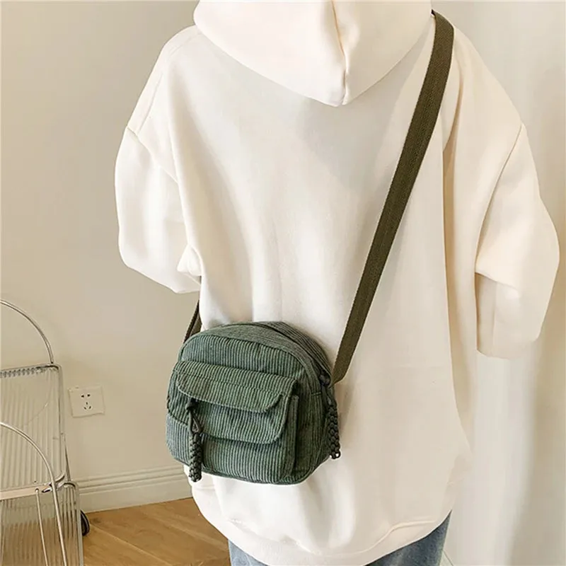 🎀 Adorable Corduroy Crossbody Cutie 👜✨ Small Square Shoulder Bag for Trendy Adventures 🎉