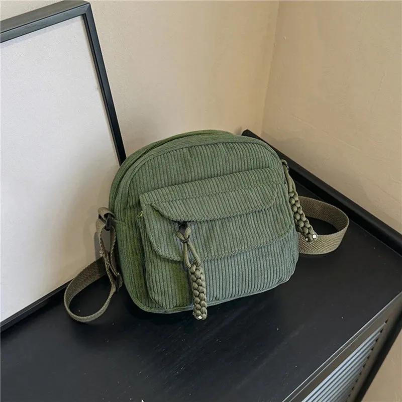 🎀 Adorable Corduroy Crossbody Cutie 👜✨ Small Square Shoulder Bag for Trendy Adventures 🎉