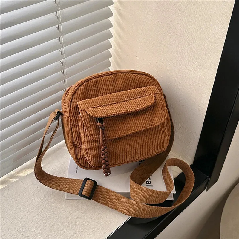 🎀 Adorable Corduroy Crossbody Cutie 👜✨ Small Square Shoulder Bag for Trendy Adventures 🎉