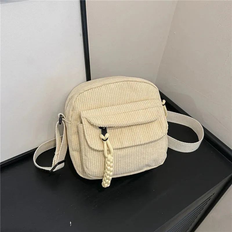 🎀 Adorable Corduroy Crossbody Cutie 👜✨ Small Square Shoulder Bag for Trendy Adventures 🎉