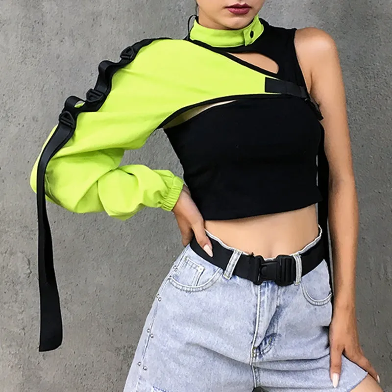 [ @vintage_venom_  ] "REFLECTIVE SINGLE SLEEVE" BLOUSE N090207