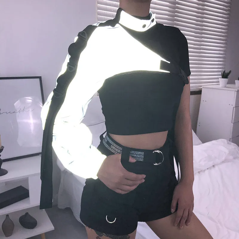 [ @vintage_venom_  ] "REFLECTIVE SINGLE SLEEVE" BLOUSE N090207