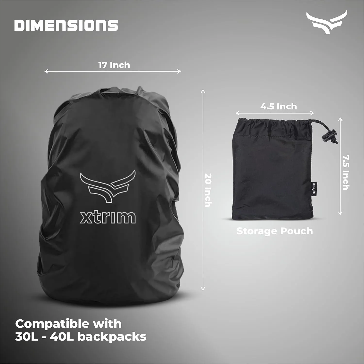 100% Rain & Dust Proof Protector for 30L to 40L Backpacks, Rain Cover for Bags with Storage Pouch, Rain Cover for School Bags, Rain Cover, Specially for Trekking & Camping (Black)