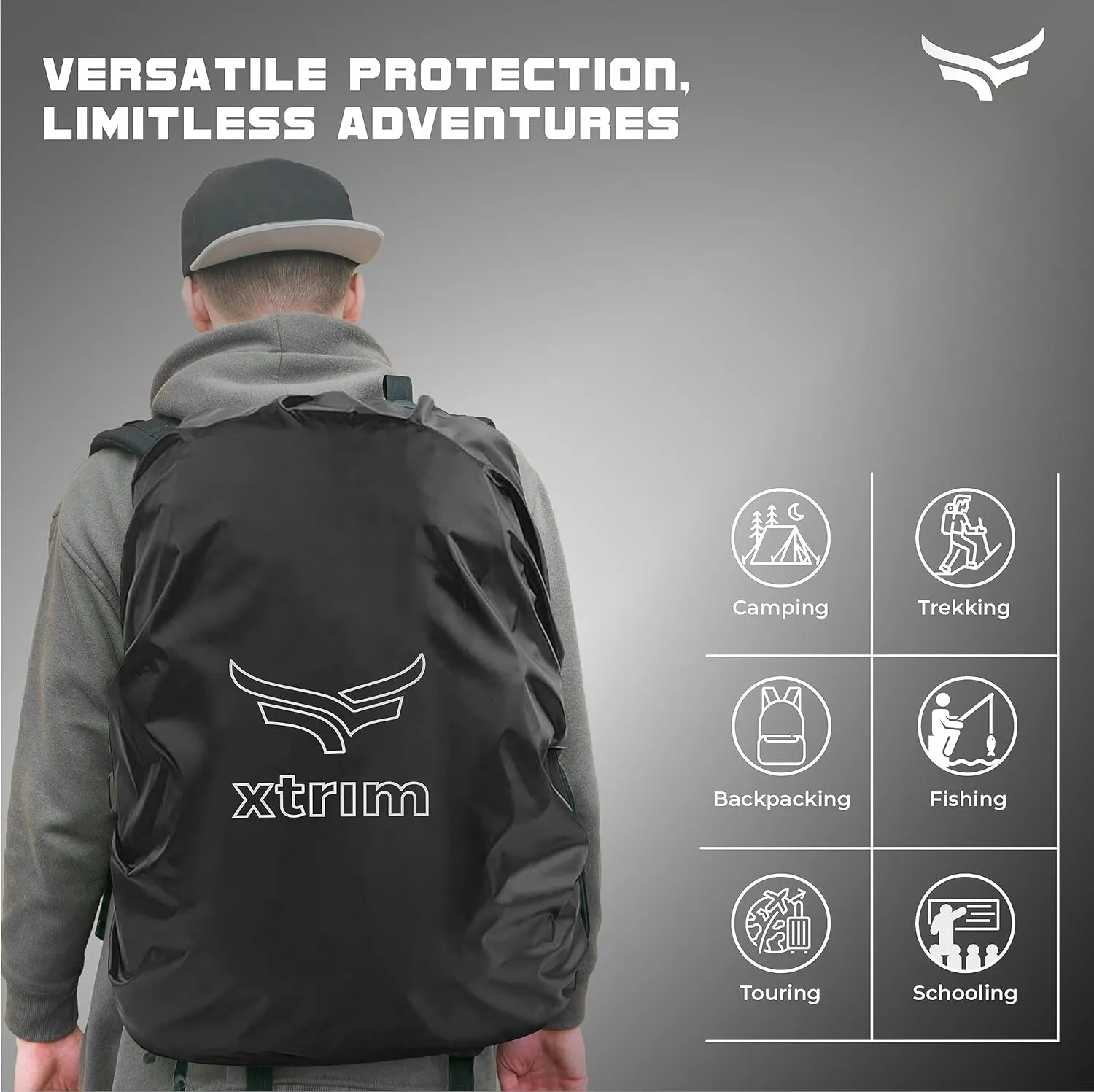 100% Rain & Dust Proof Protector for 30L to 40L Backpacks, Rain Cover for Bags with Storage Pouch, Rain Cover for School Bags, Rain Cover, Specially for Trekking & Camping (Black)