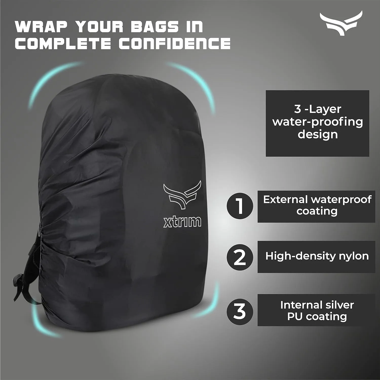 100% Rain & Dust Proof Protector for 30L to 40L Backpacks, Rain Cover for Bags with Storage Pouch, Rain Cover for School Bags, Rain Cover, Specially for Trekking & Camping (Black)