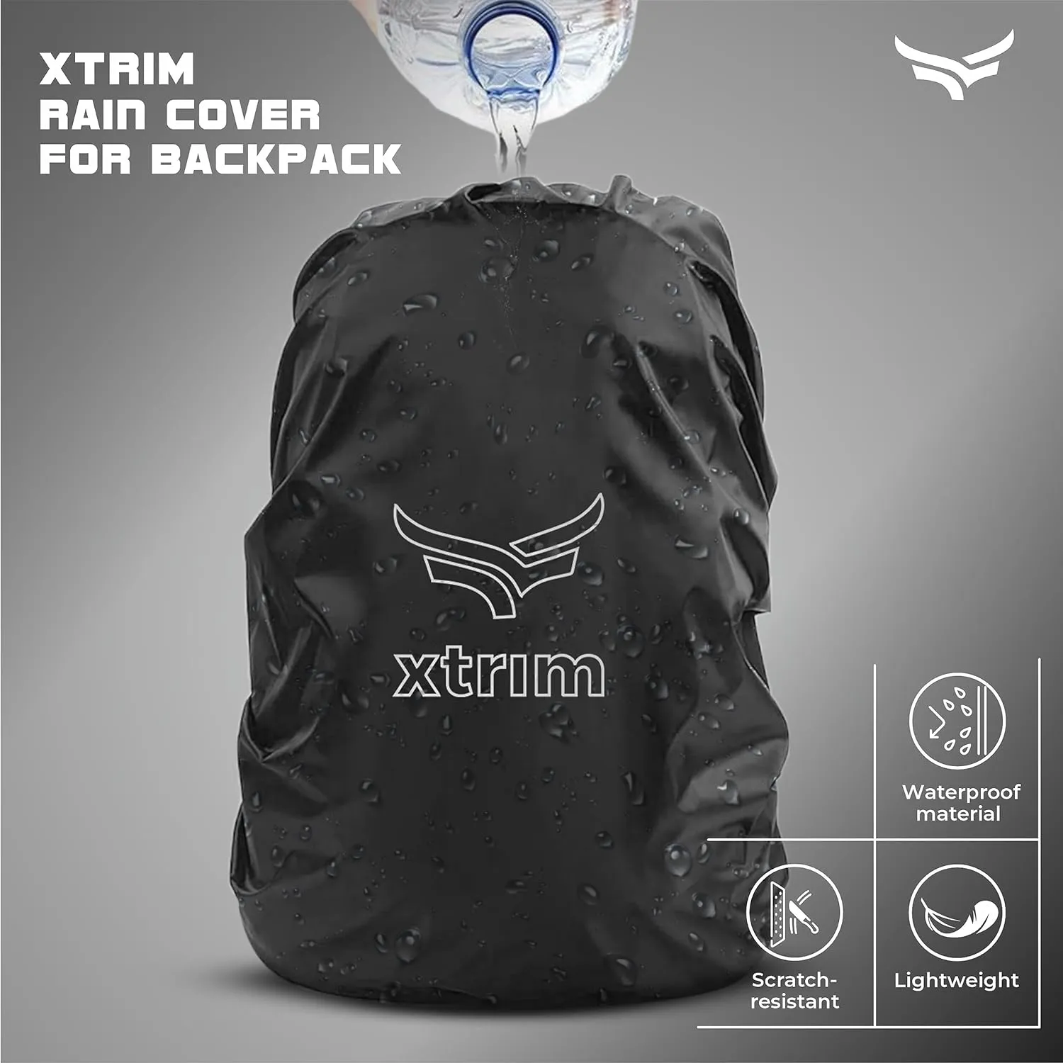100% Rain & Dust Proof Protector for 30L to 40L Backpacks, Rain Cover for Bags with Storage Pouch, Rain Cover for School Bags, Rain Cover, Specially for Trekking & Camping (Black)