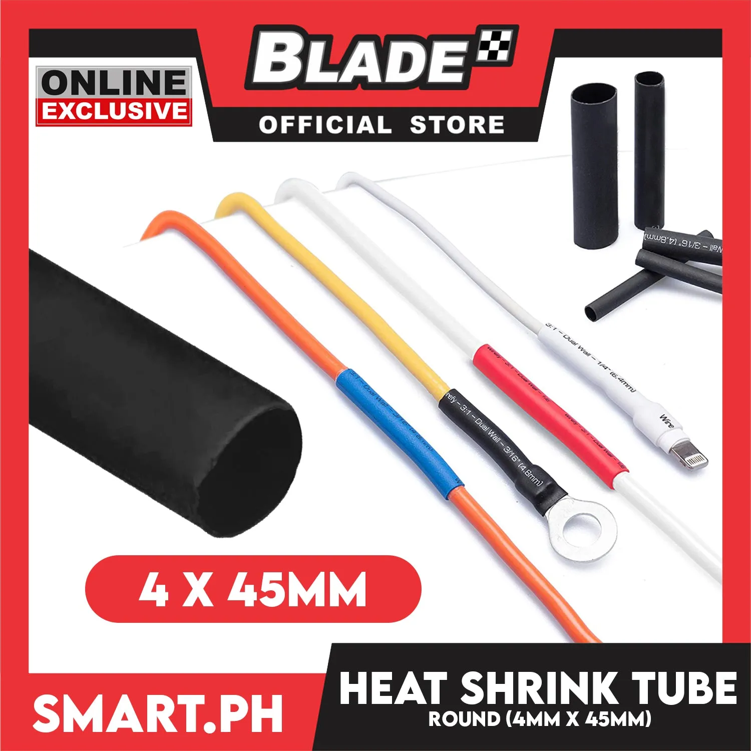 10pcs Heat Shrink Tube Wire Round 4.0x45mm (Black) Insulated Heat Shrink Tubing Cable Wrap