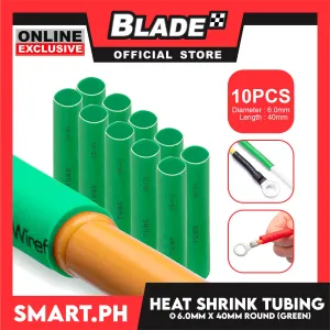 10pcs Heat Shrink Tube Wire Round 6.0x40mm (Green) Insulated Heat Shrink Tubing Cable Wrap
