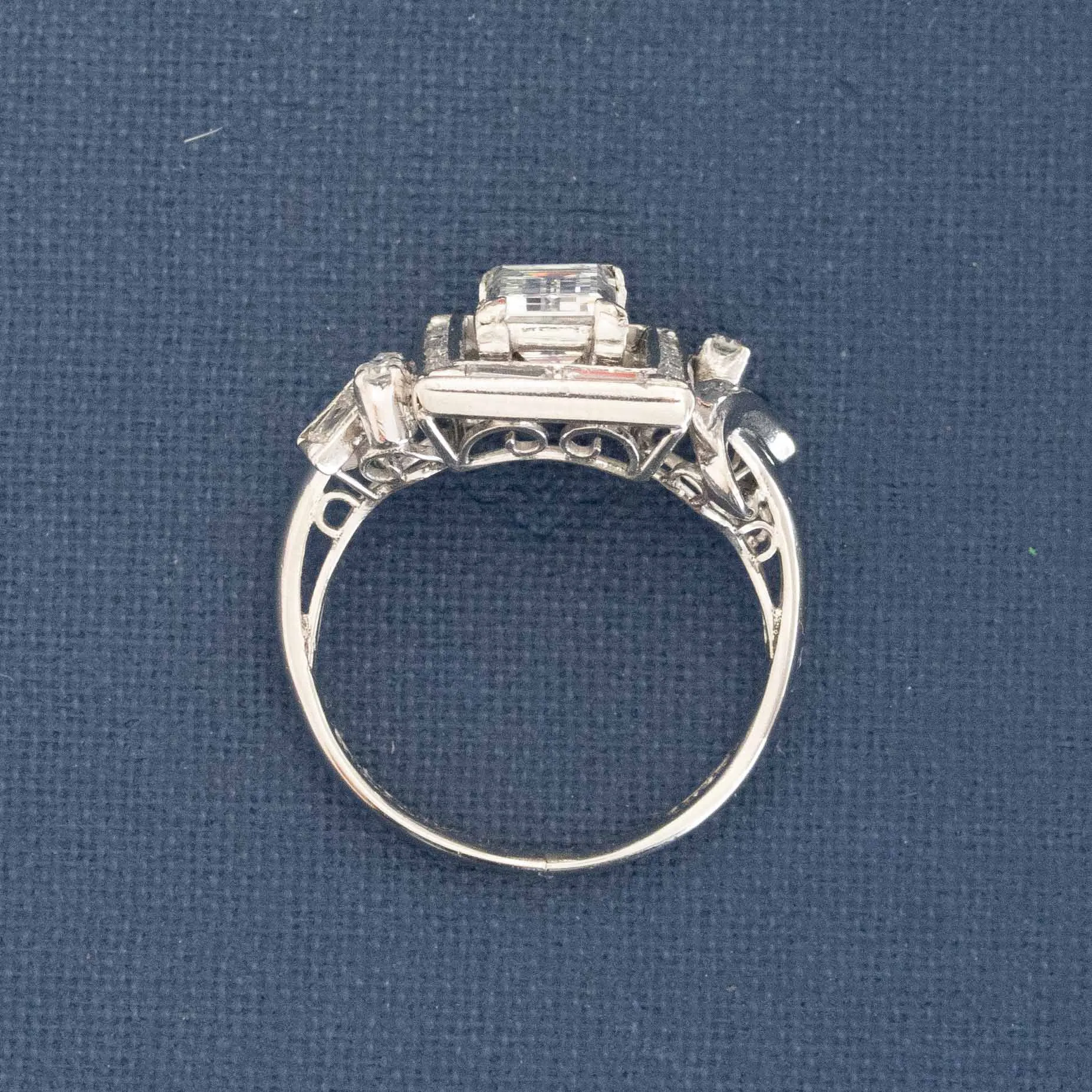 1.39ctw Fancy Emerald Cut Diamond Frame Ring