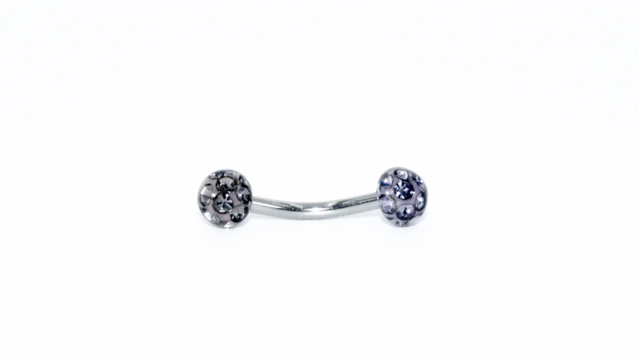 16GA Tiffany Bent Barbell (Lavender Sparkle Ball)