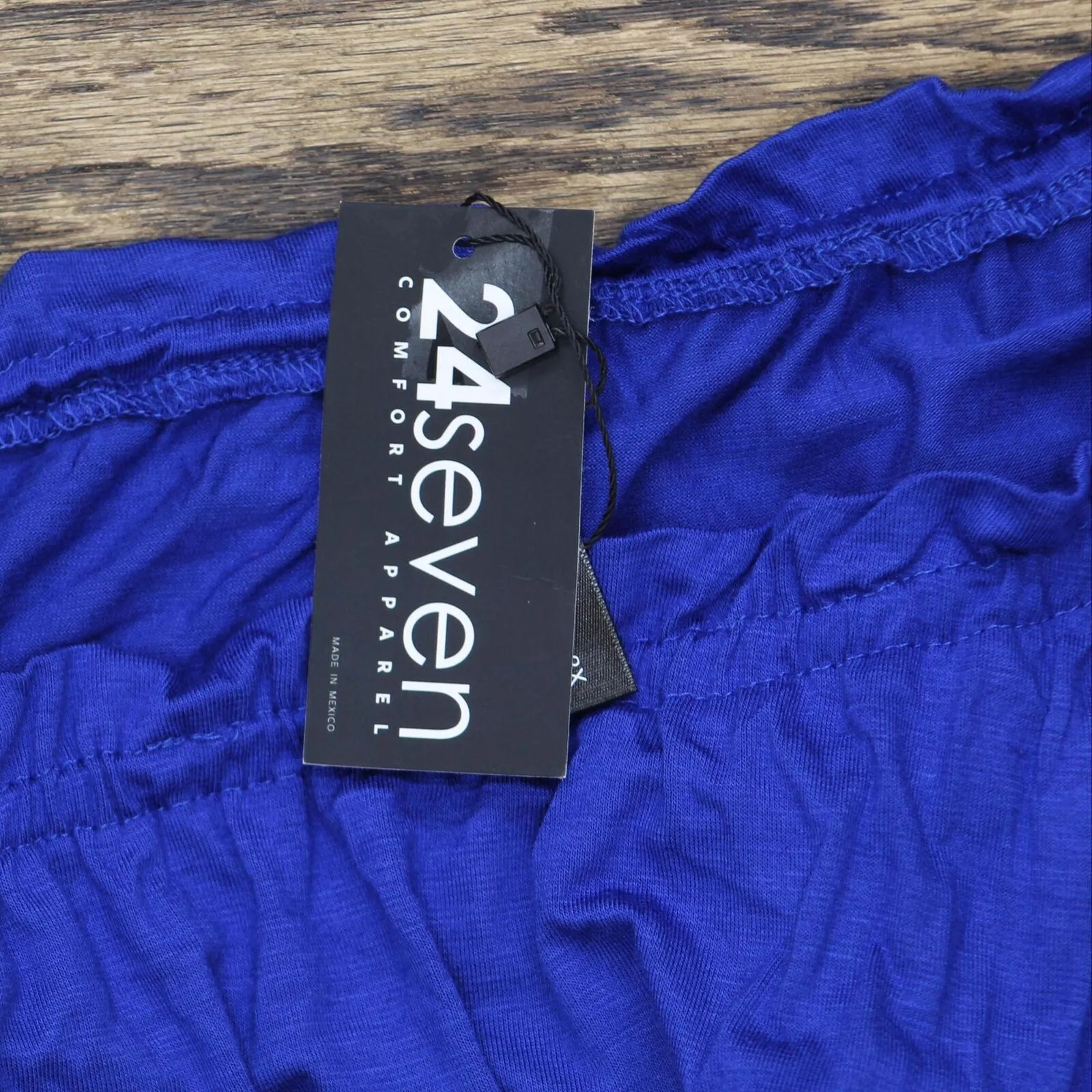 24seven Comfort  Plus Size Lightweight Blouse Off the Shoulder Royal Blue 2X