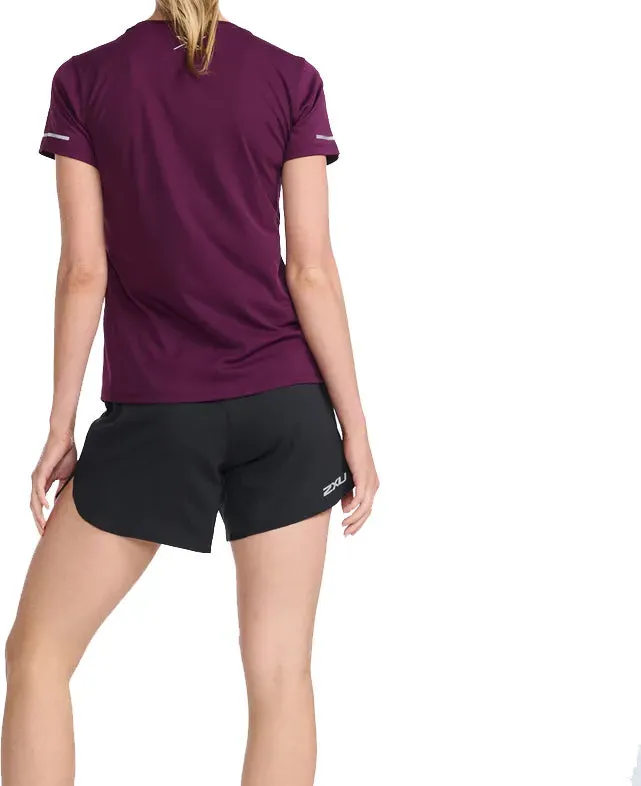 2XU Aero Tee, Laufshirt, Damen, Beet/Silver Reflective