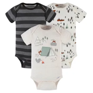 3-Pack Baby Boys Camping Adventure Short Sleeve Onesies® Bodysuits