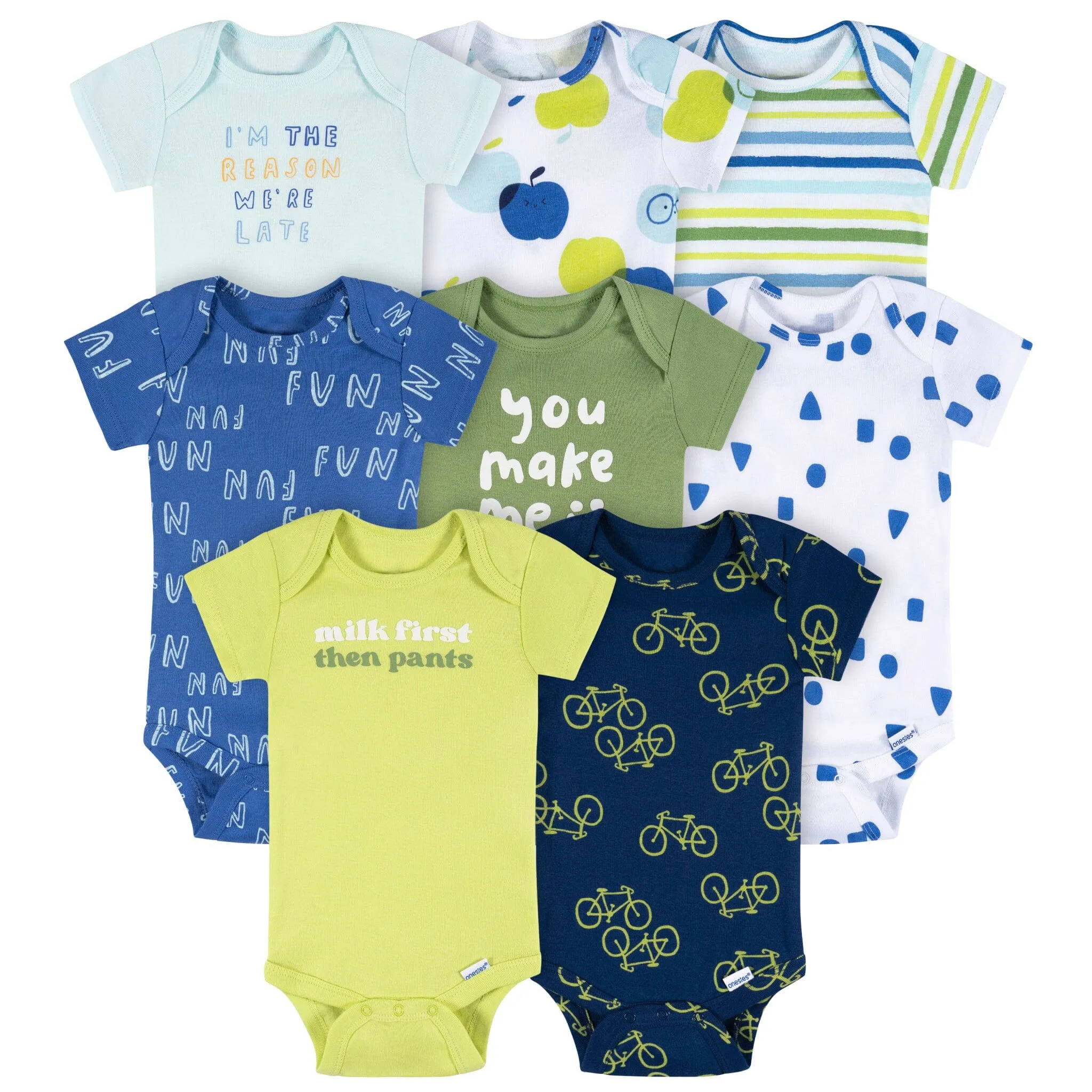 8-Pack Baby Boys Fun First Short Sleeve Onesies® Bodysuits
