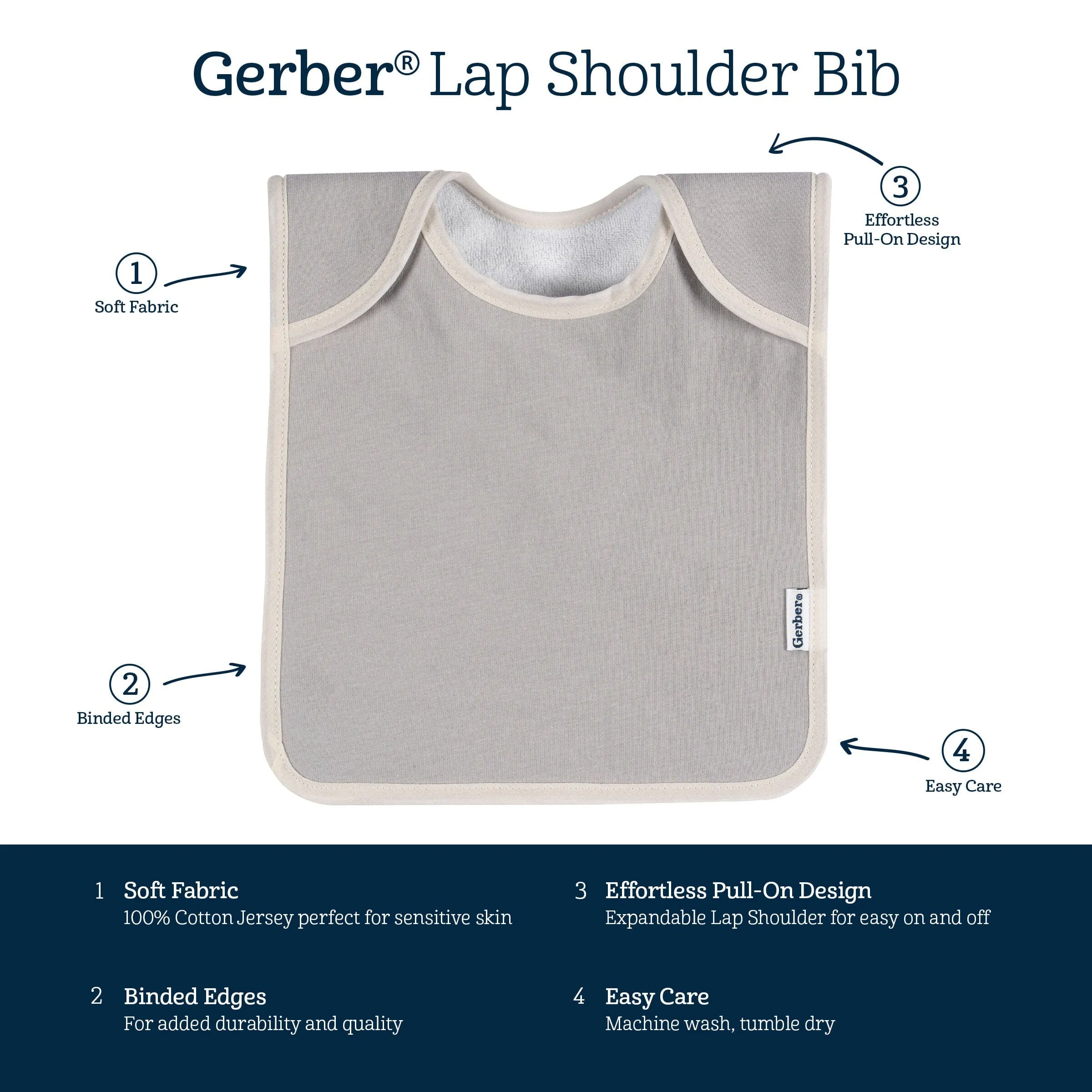 8-Pack Baby Neutral Safari Jersey Lap Shoulder Bibs