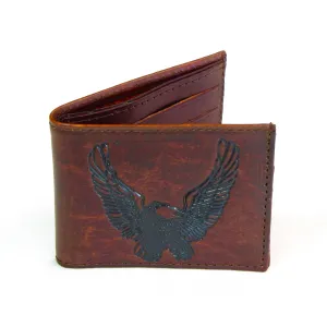 AB330-45  Antique Finish Slim Billfold- Open Eagle