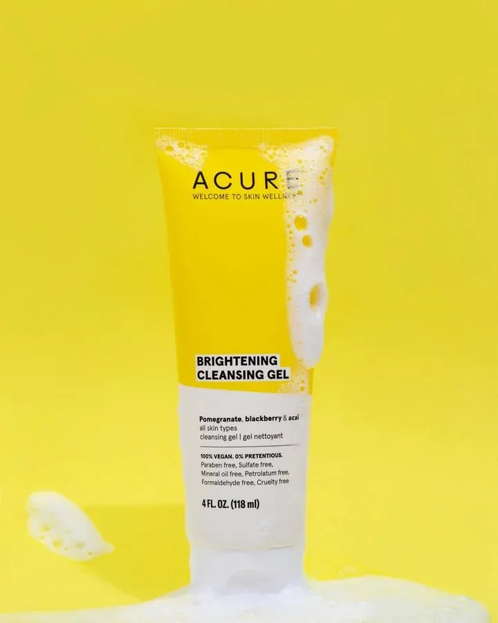 Acure Brightening Cleansing Gel - Pomegranate, Blackberry & Acai - 4 FL oz.