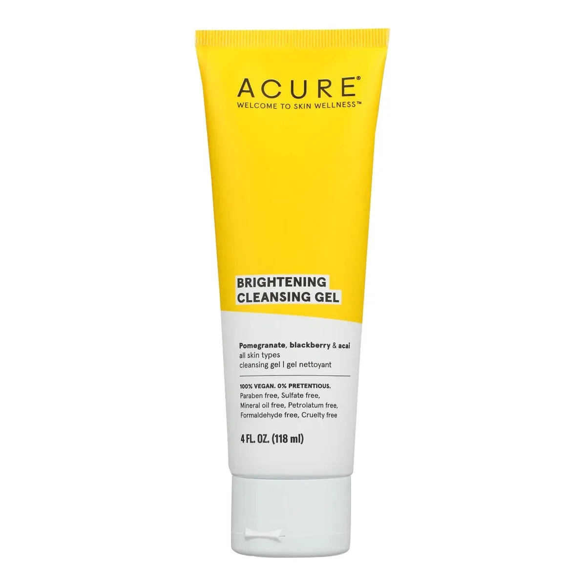 Acure Brightening Cleansing Gel - Pomegranate, Blackberry & Acai - 4 FL oz.