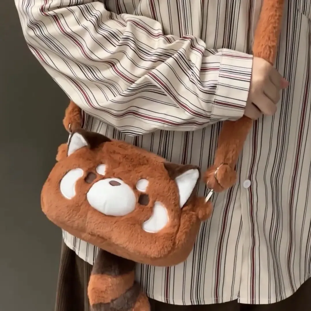 Adorable Panda & Raccoon Plush Crossbody Bag 🐼🦝✨