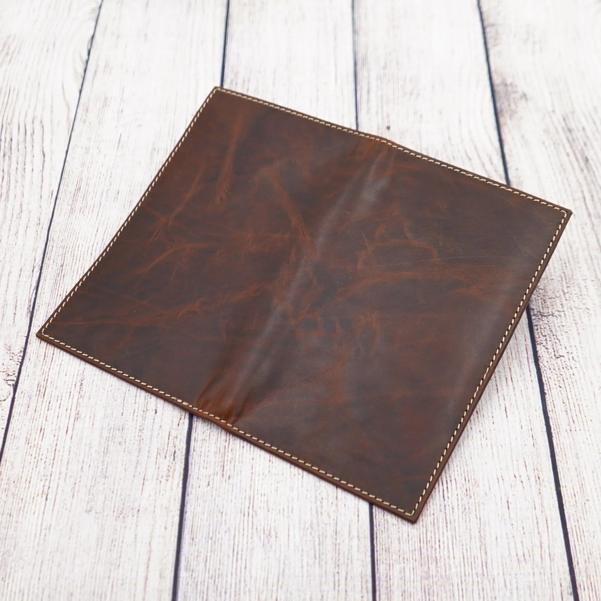 AG Wallets Distressed Brown Cowhide Leather Credit Card Organizer RFID Long Wallet, Holds Up To 20 Cards, 2 Side Cash Slots, 1 ID Slot