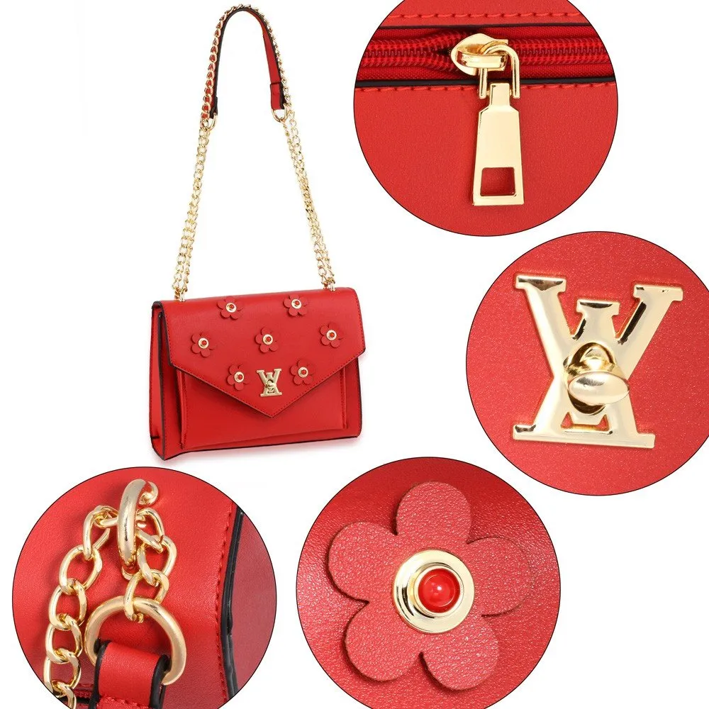 AG00626 - Red Flap Twist Lock Cross Body Bag