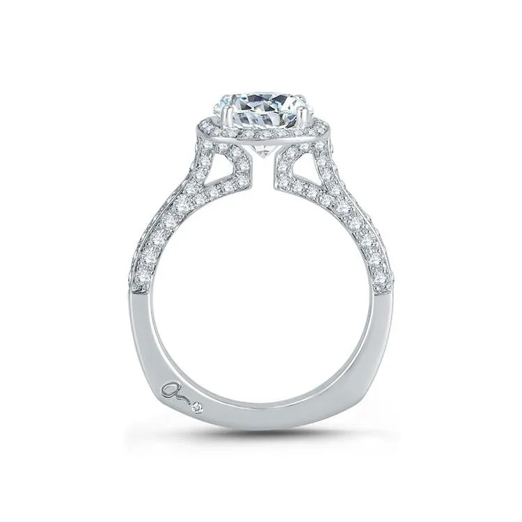 A.JAFFE Quilted 18K White Gold Halo Diamond Engagement Ring MES761/212