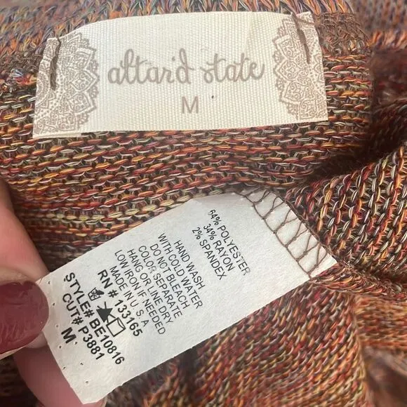 altar’d state NEW $60 Rust Rainbow Space Dyed Oversized Bell Sleeve Sweater sz M