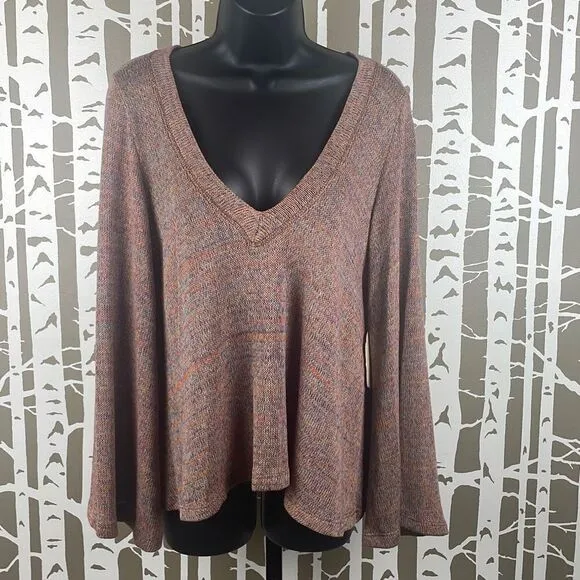 altar’d state NEW $60 Rust Rainbow Space Dyed Oversized Bell Sleeve Sweater sz M