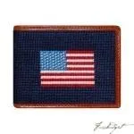 American Flag Needlepoint Bi-Fold Wallet