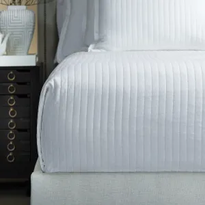 Aria Quilted Queen Coverlet White Matte Velvet 96X98