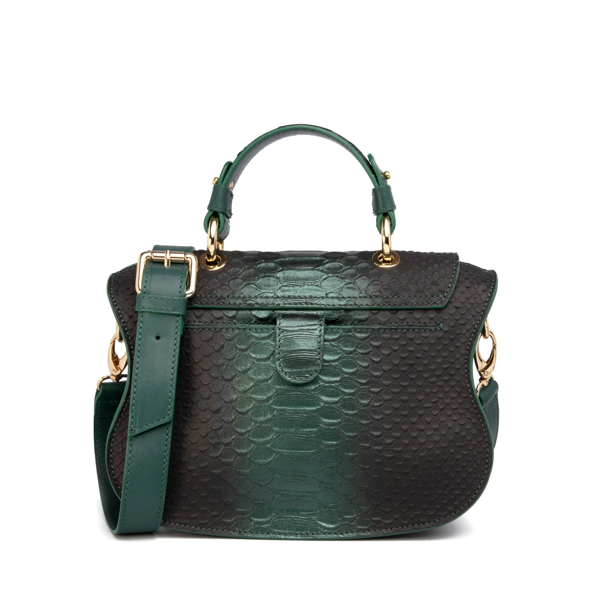 Audrey Couture: Designer Crossbody Bag in Green Snakeskin