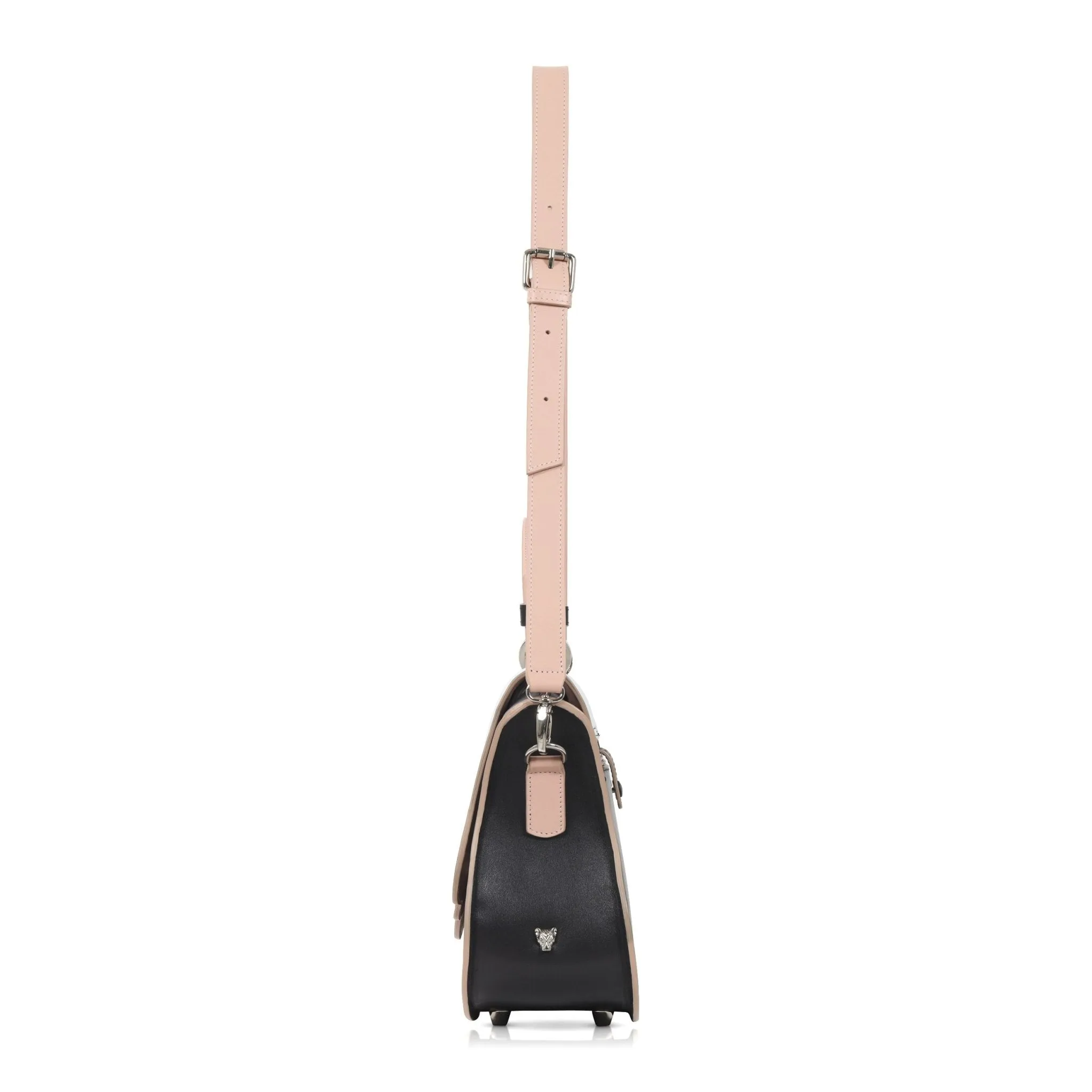 Audrey Satchel: Black Designer Handbag with Black & White Drip Design