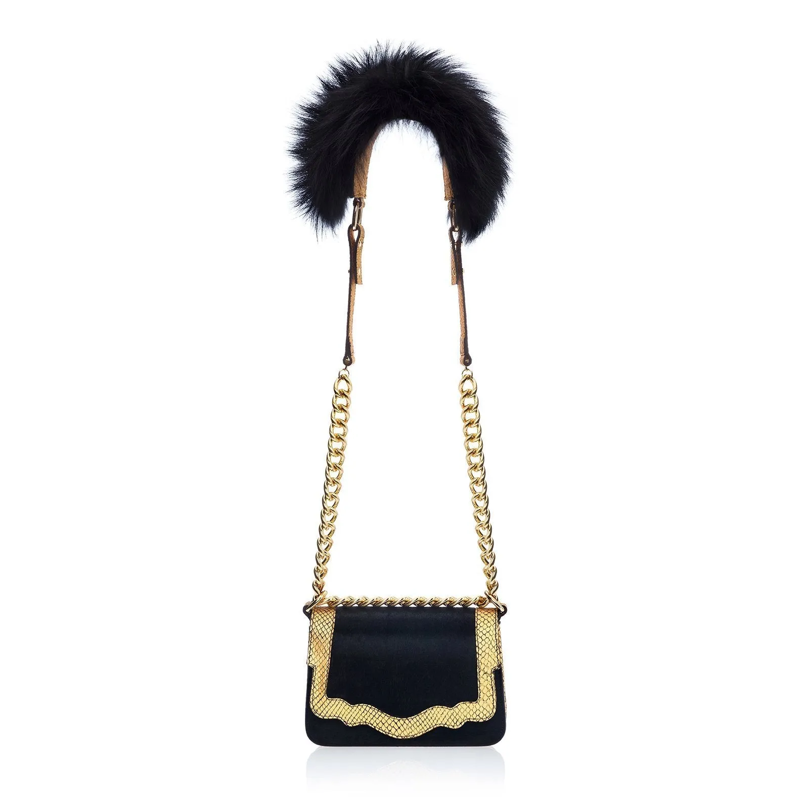 Audreyette Mini Novelty: Designer Crossbody in Black and Gold
