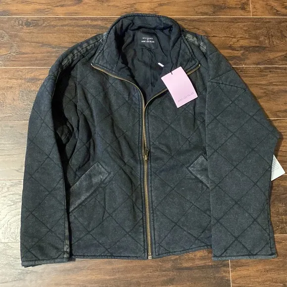 Avec Les Filles French Terry Quilted Dolman Jacket