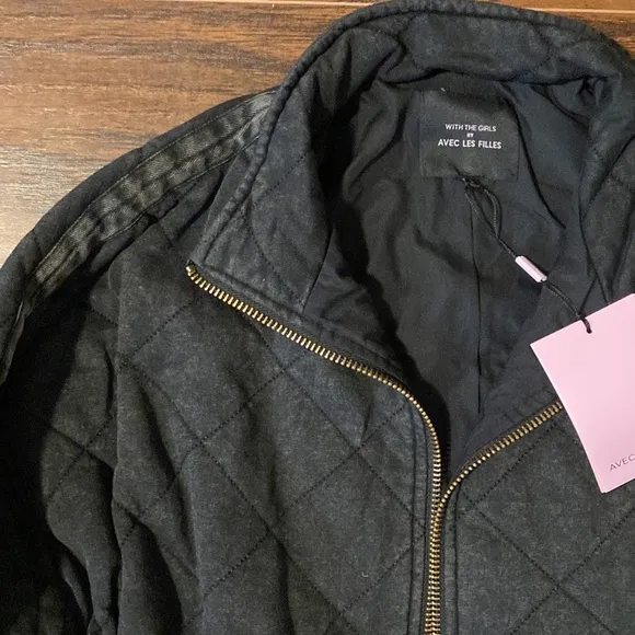 Avec Les Filles French Terry Quilted Dolman Jacket