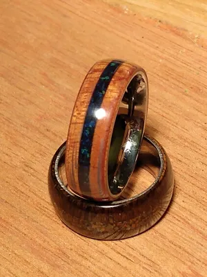 Azurite and Quilted Cedar Bentwood Ring