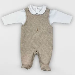 Baby Boys Beige Bunny Dungaree Set – Pex