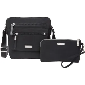 Baggallini Escape Crossbody With RFID Phone Wristlet Black Nylon