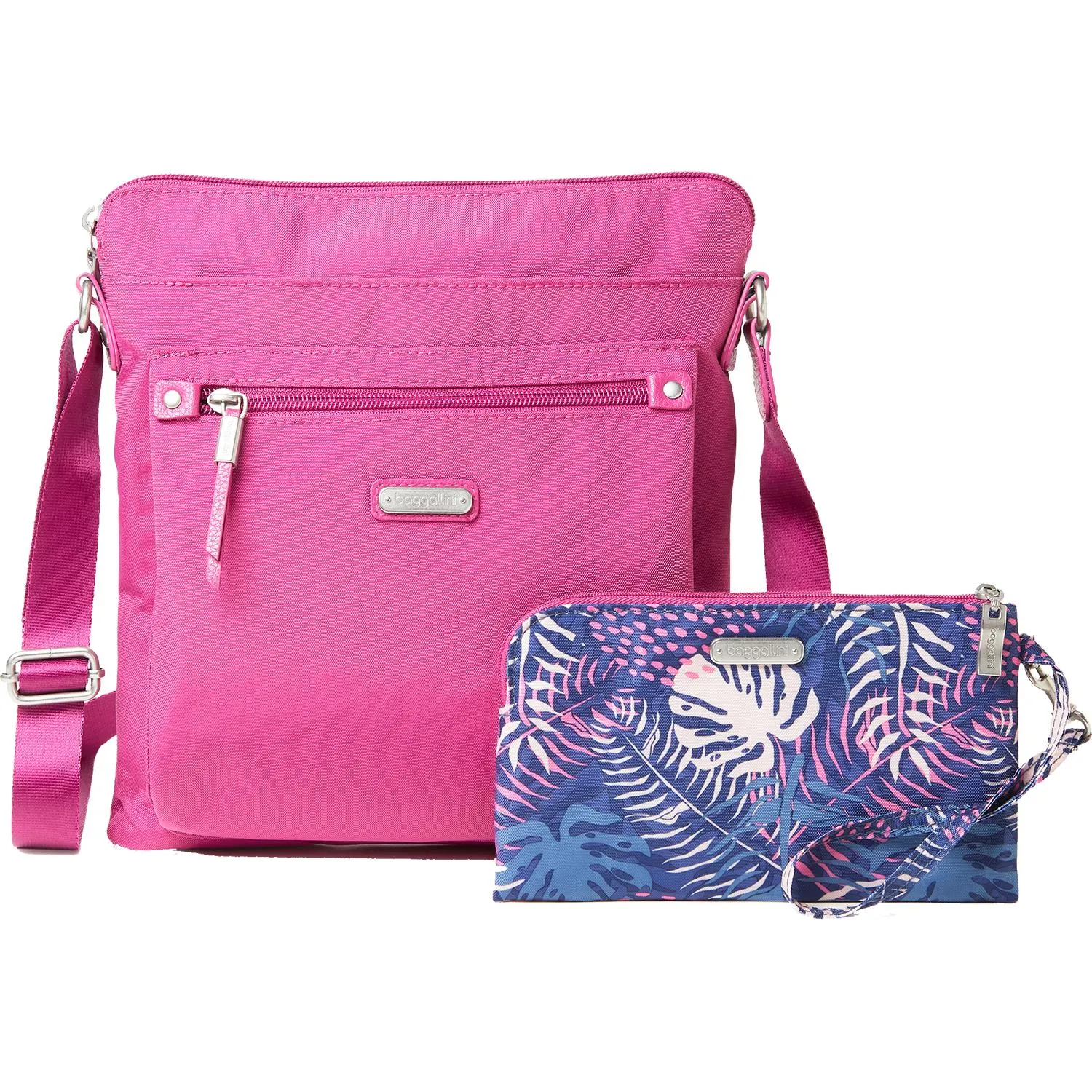 Baggallini Go Bagg with RFID Phone Wristlet Deep Fuchsia Nylon