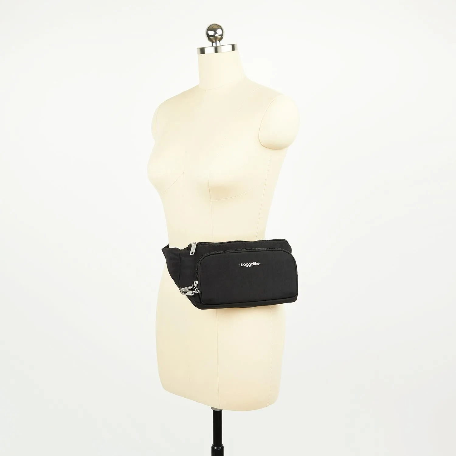 Baggallini Handsfree RFID Waistpack Bag Black Nylon