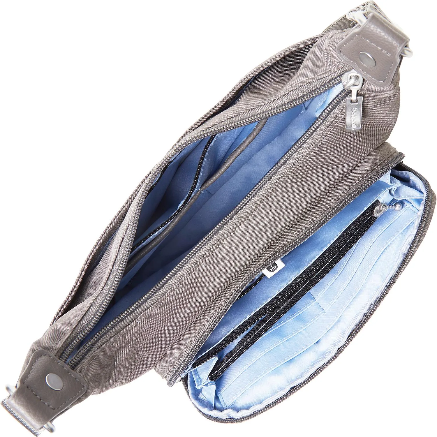 Baggallini RFID Everyday Traveler Bagg Sterling Shimmer Nylon