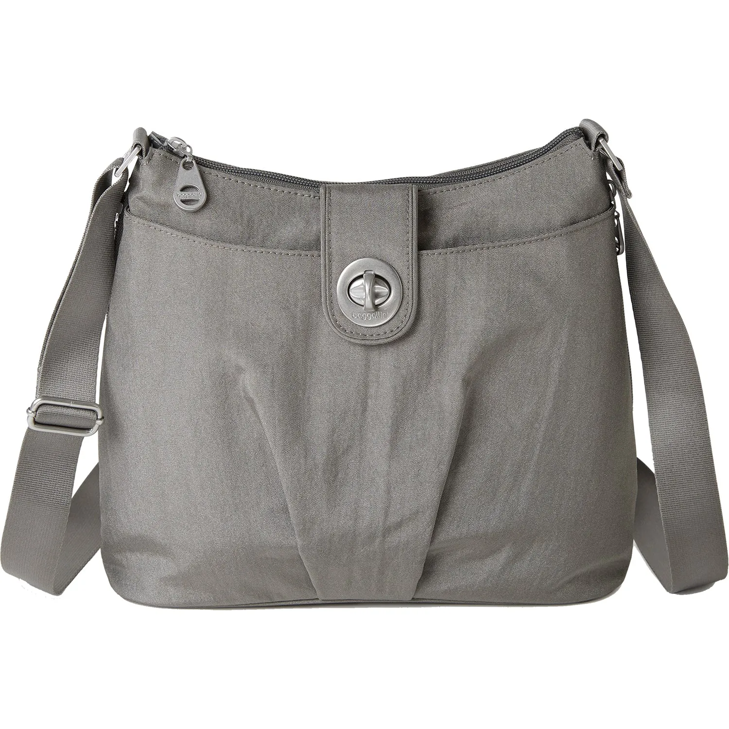 Baggallini Sorrento RFID Hobo Bag Sterling Shimmer Nylon