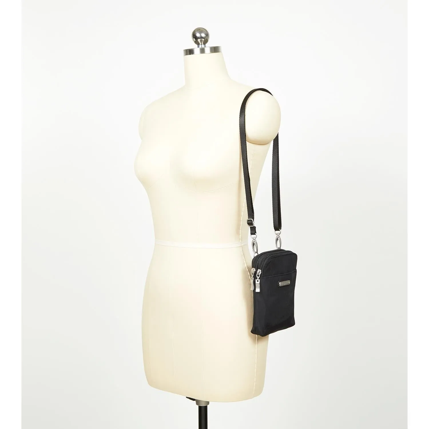 Baggallini Take Two RFID Bryant Crossbody Black Cheetah Nylon