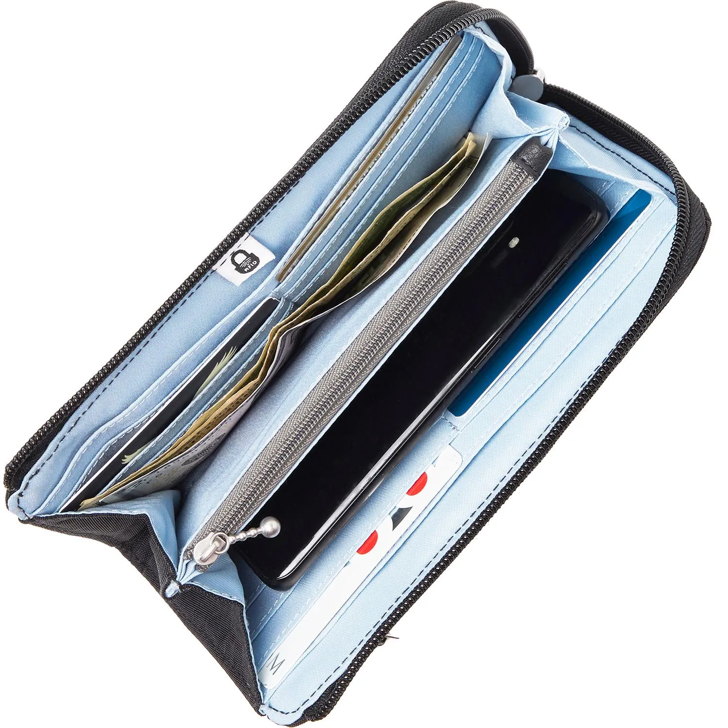 Baggallini Zip Around Wallet Black Nylon