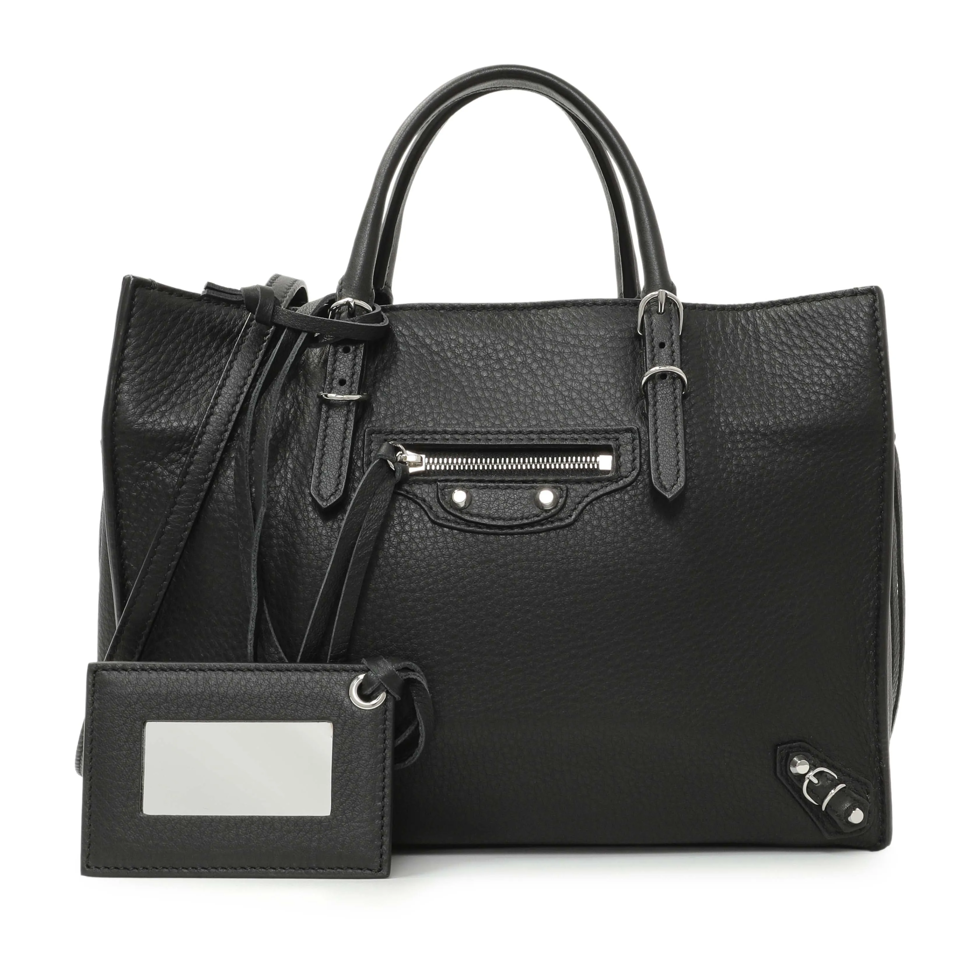 Balenciaga Black Veau Papier A6 Zip Around Black Tote