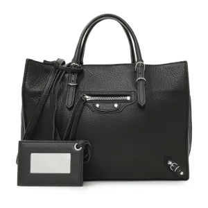 Balenciaga Black Veau Papier A6 Zip Around Black Tote