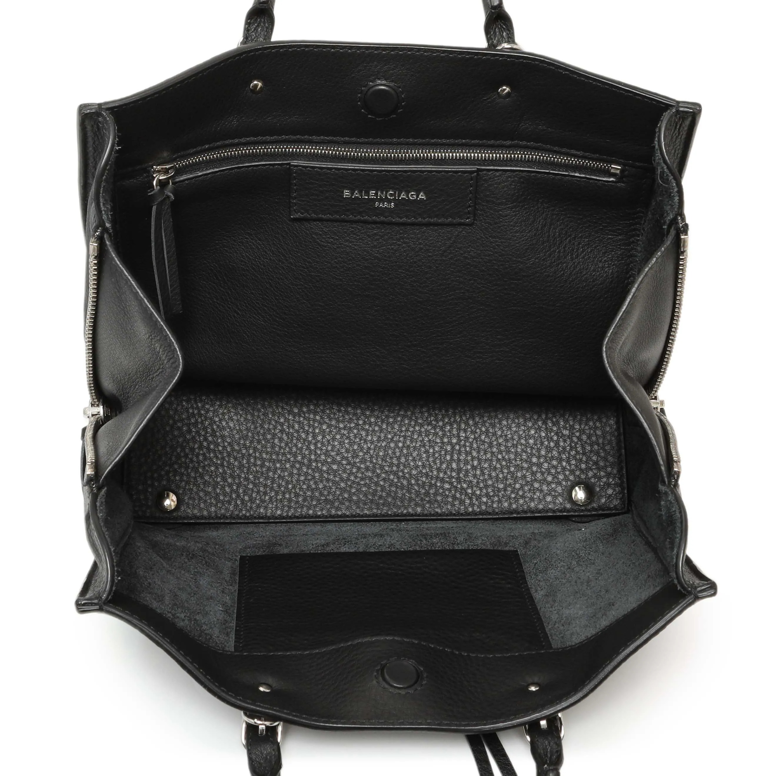 Balenciaga Black Veau Papier A6 Zip Around Black Tote