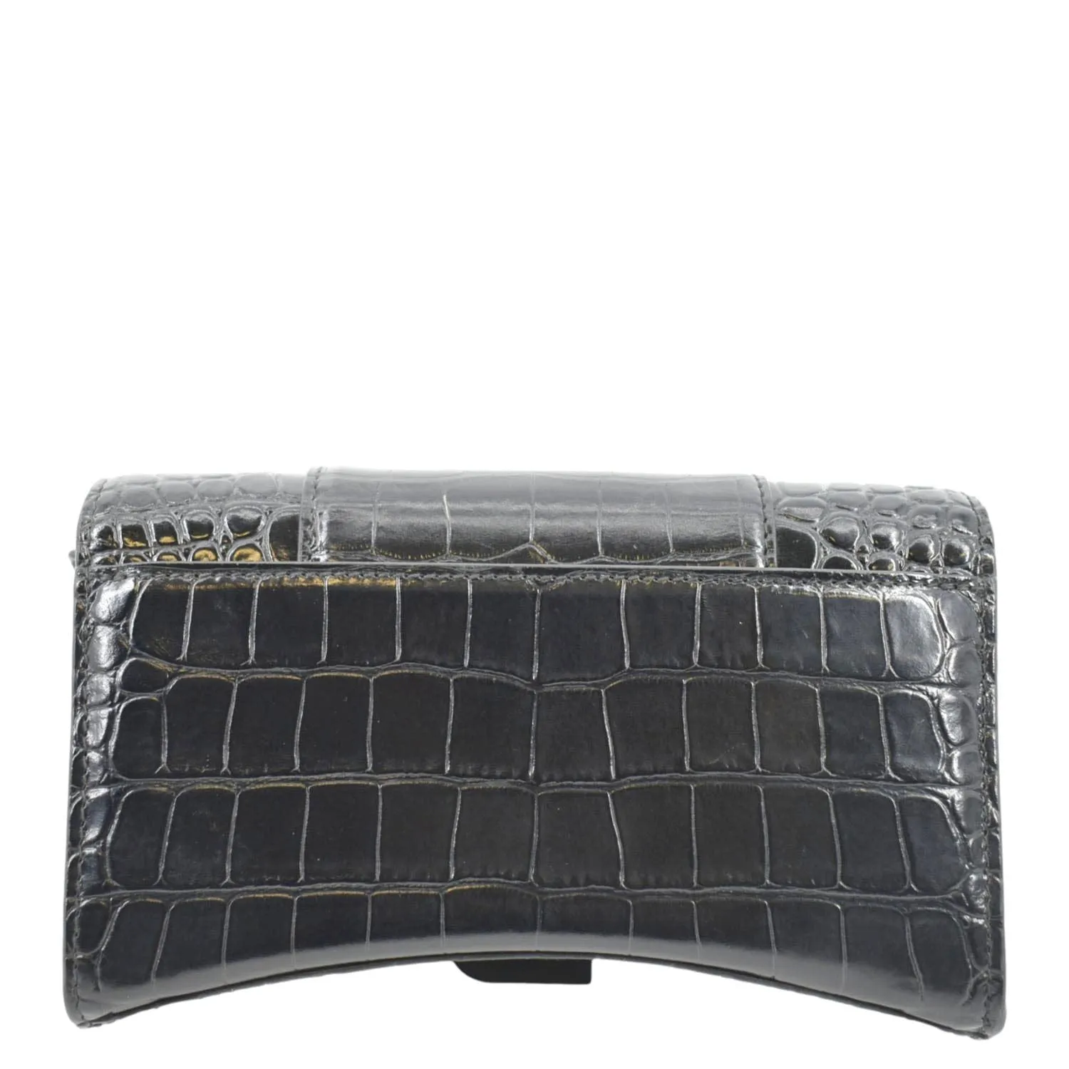 BALENCIAGA Hourglass Leather Chain Wallet Shoulder Bag Black