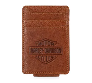 Bar & Shield Front Pocket Money Clip Wallet - Cognac